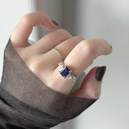 [ blue mystic topaz ] rectangle sparkle silver