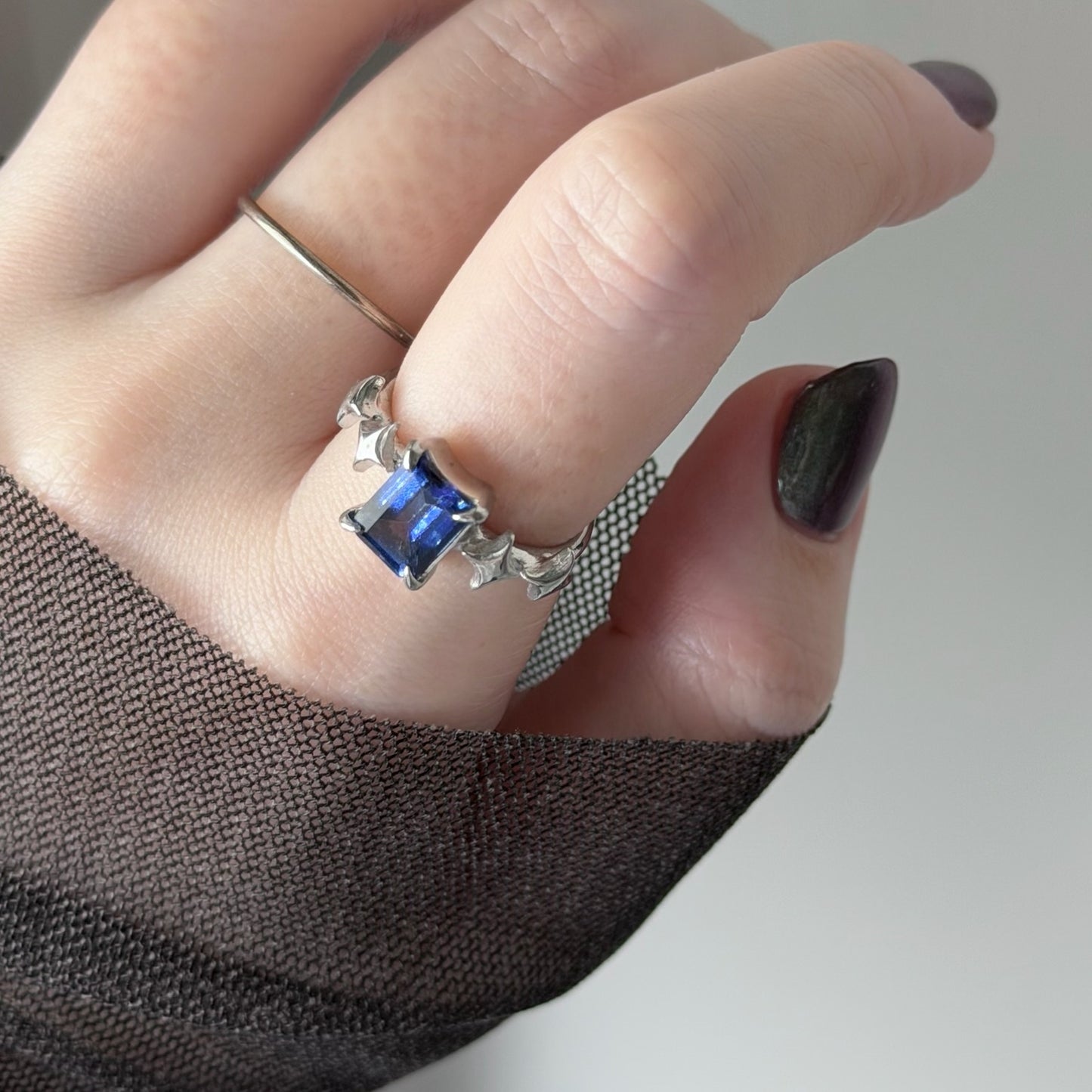 [ blue mystic topaz ] rectangle sparkle silver