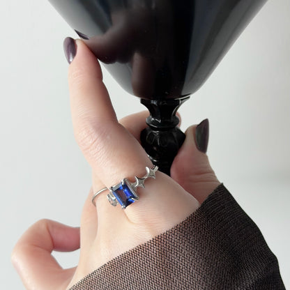 [ blue mystic topaz ] rectangle sparkle silver