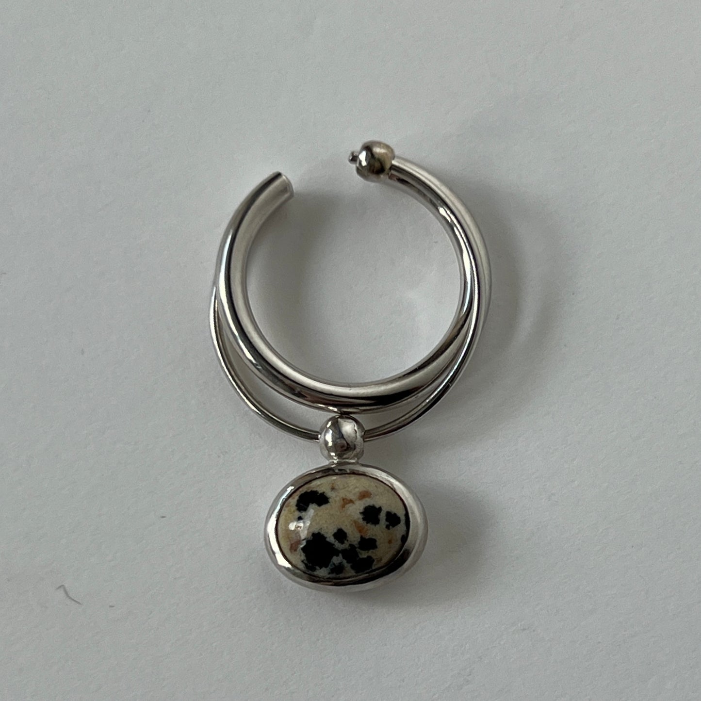 [ dalmatian Jasper_a ] cabochon motif ring silver