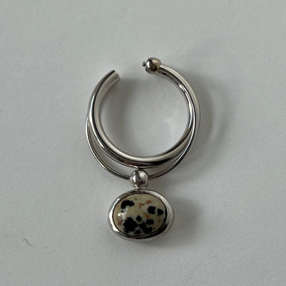 [ dalmatian Jasper_a ] cabochon motif ring silver