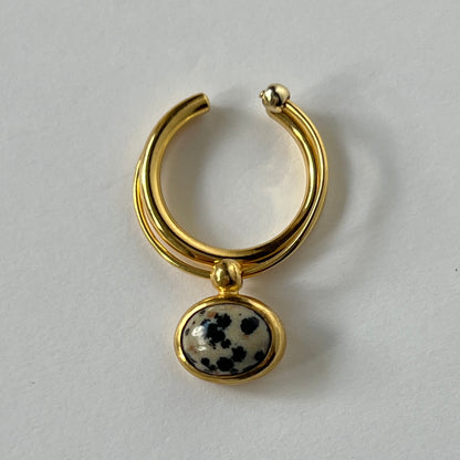 [ dalmatian Jasper_b ] cabochon motif ring gold