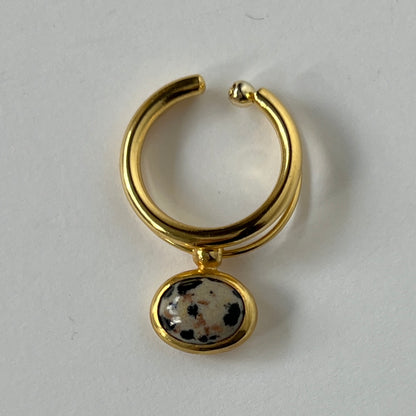 [ dalmatian Jasper_c ] cabochon motif ring gold