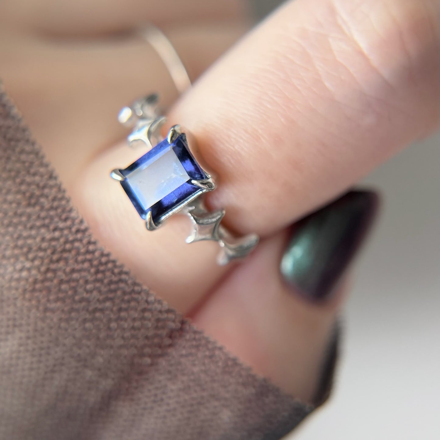 [ blue mystic topaz ] rectangle sparkle silver