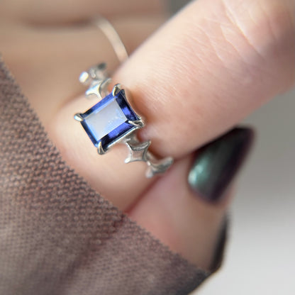 [ blue mystic topaz ] rectangle sparkle silver