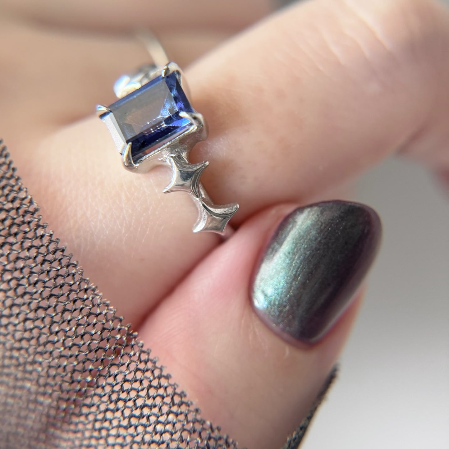 [ blue mystic topaz ] rectangle sparkle silver