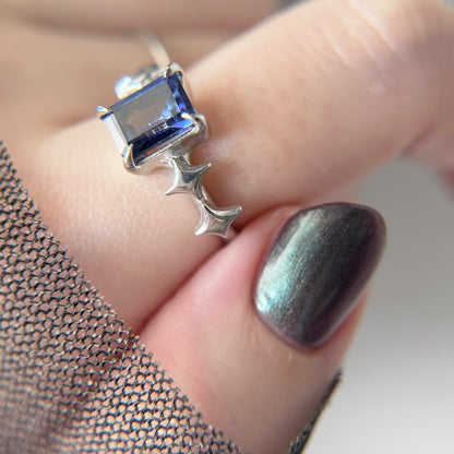 [ blue mystic topaz ] rectangle sparkle silver