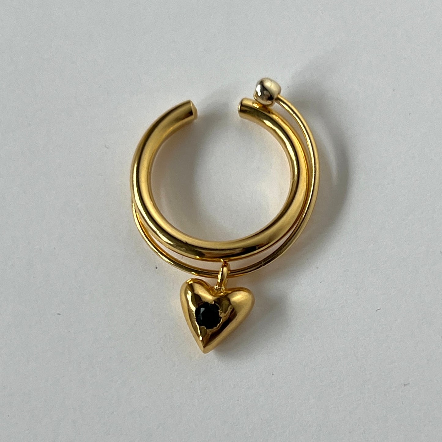 [ black spinel ] heart motif ring gold