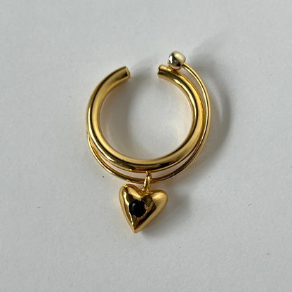 [ black spinel ] heart motif ring gold