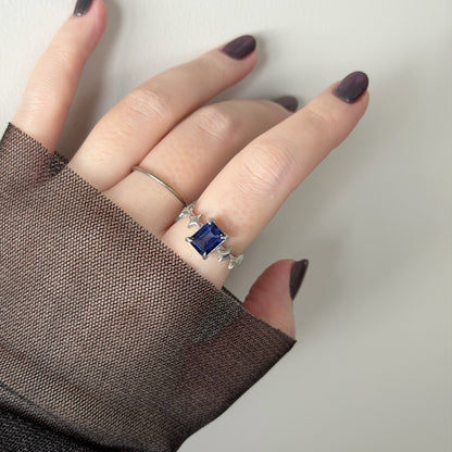 [ blue mystic topaz ] rectangle sparkle silver
