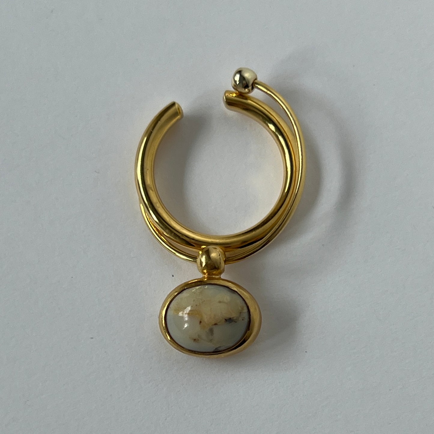 [ crazy lace agate ] cabochon motif ring gold
