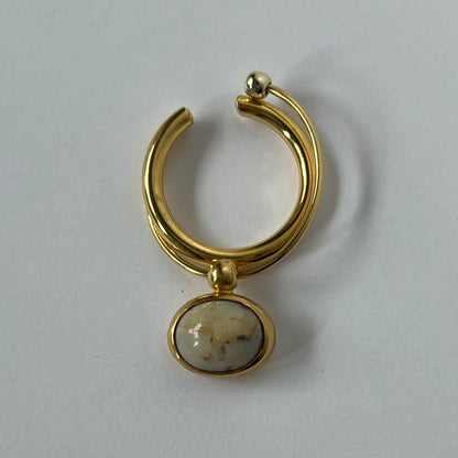 [ crazy lace agate ] cabochon motif ring gold