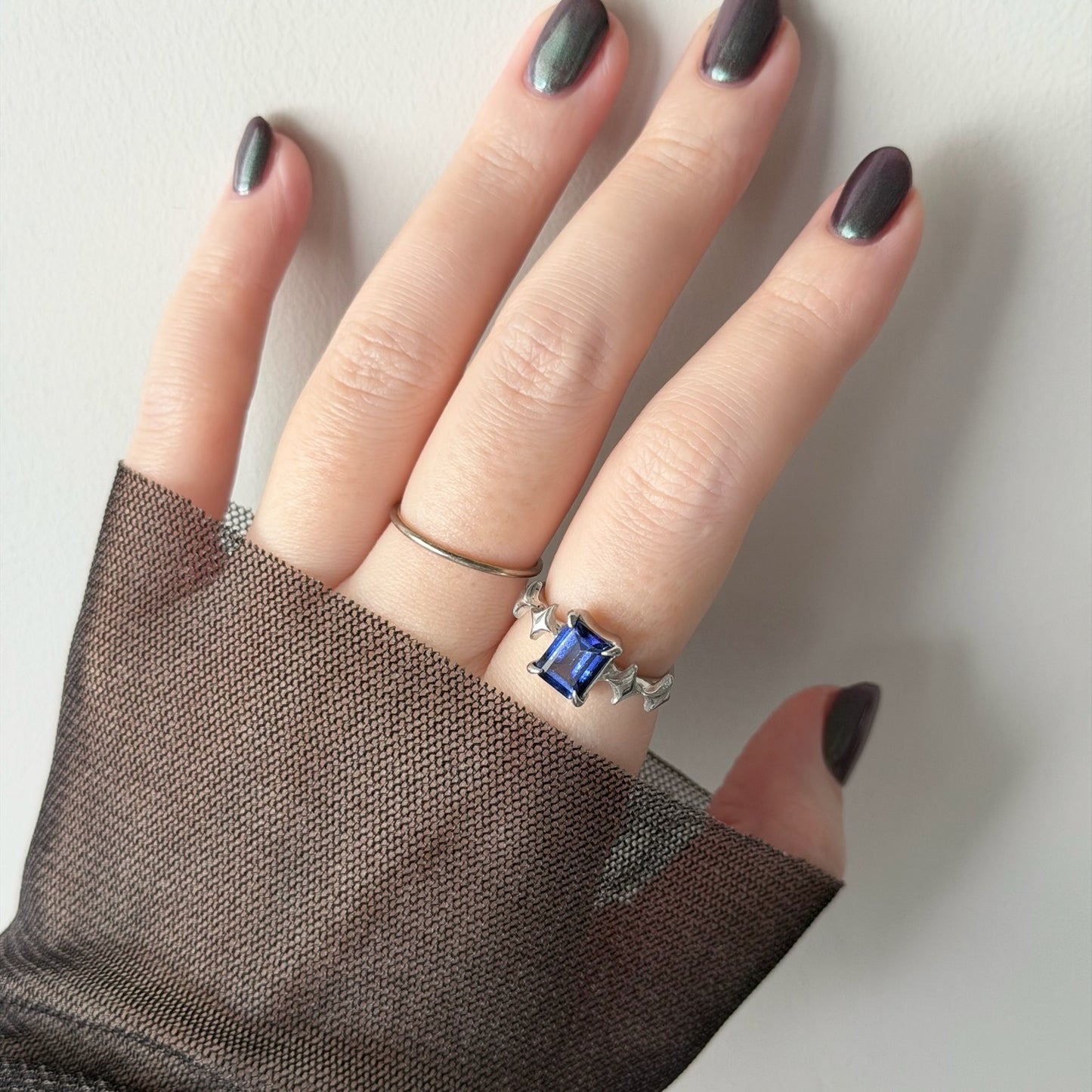 [ blue mystic topaz ] rectangle sparkle silver