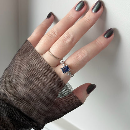 [ blue mystic topaz ] rectangle sparkle silver