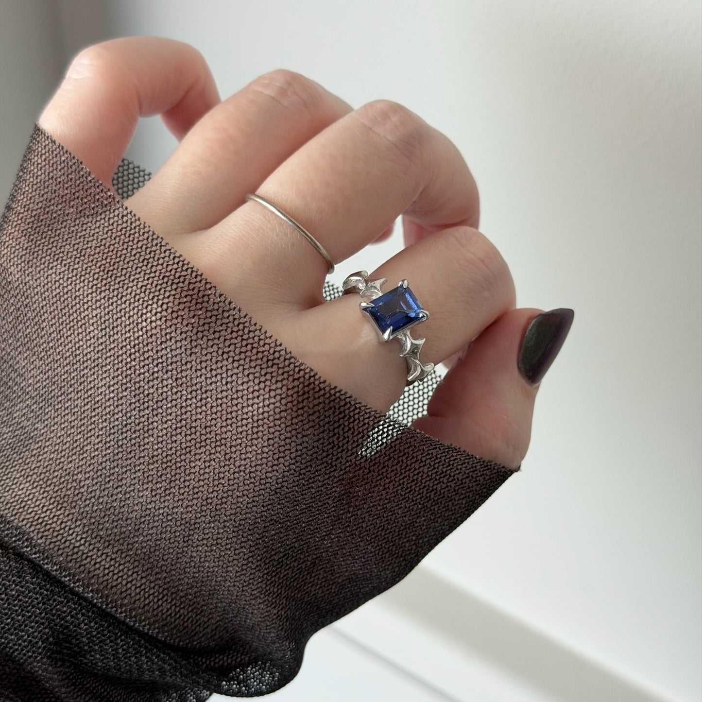 [ blue mystic topaz ] rectangle sparkle silver