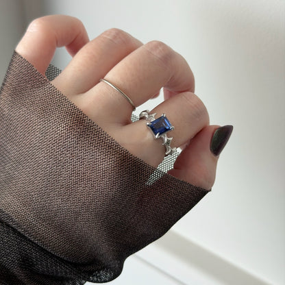 [ blue mystic topaz ] rectangle sparkle silver