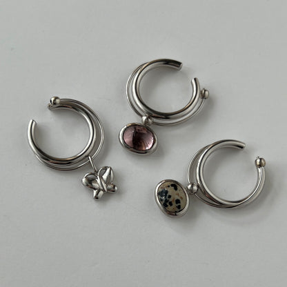 [ peony ] cabochon motif ring silver