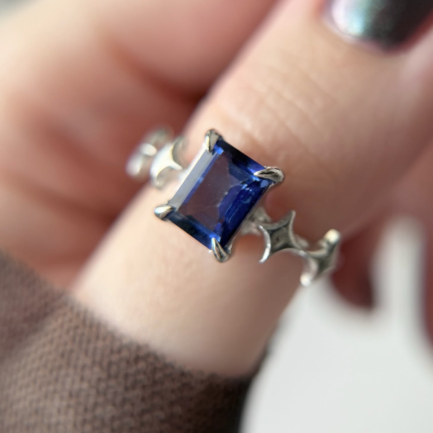 [ blue mystic topaz ] rectangle sparkle silver