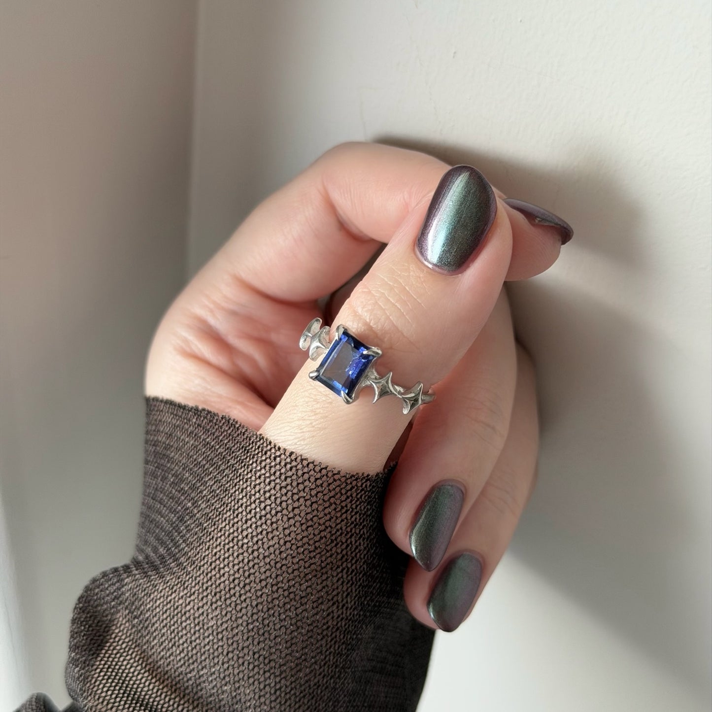 [ blue mystic topaz ] rectangle sparkle silver