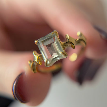 [ green amethyst ] rectangle sparkle gold
