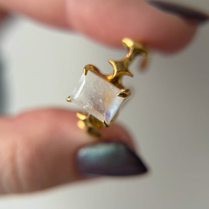 [ moon stone ] rectangle sparkle gold