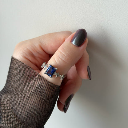 [ blue mystic topaz ] rectangle sparkle silver