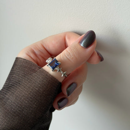 [ blue mystic topaz ] rectangle sparkle silver