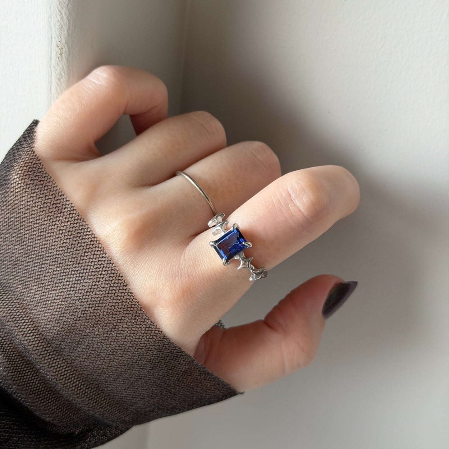 [ blue mystic topaz ] rectangle sparkle silver