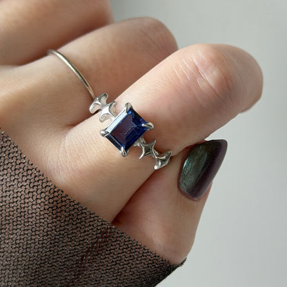 [ blue mystic topaz ] rectangle sparkle silver