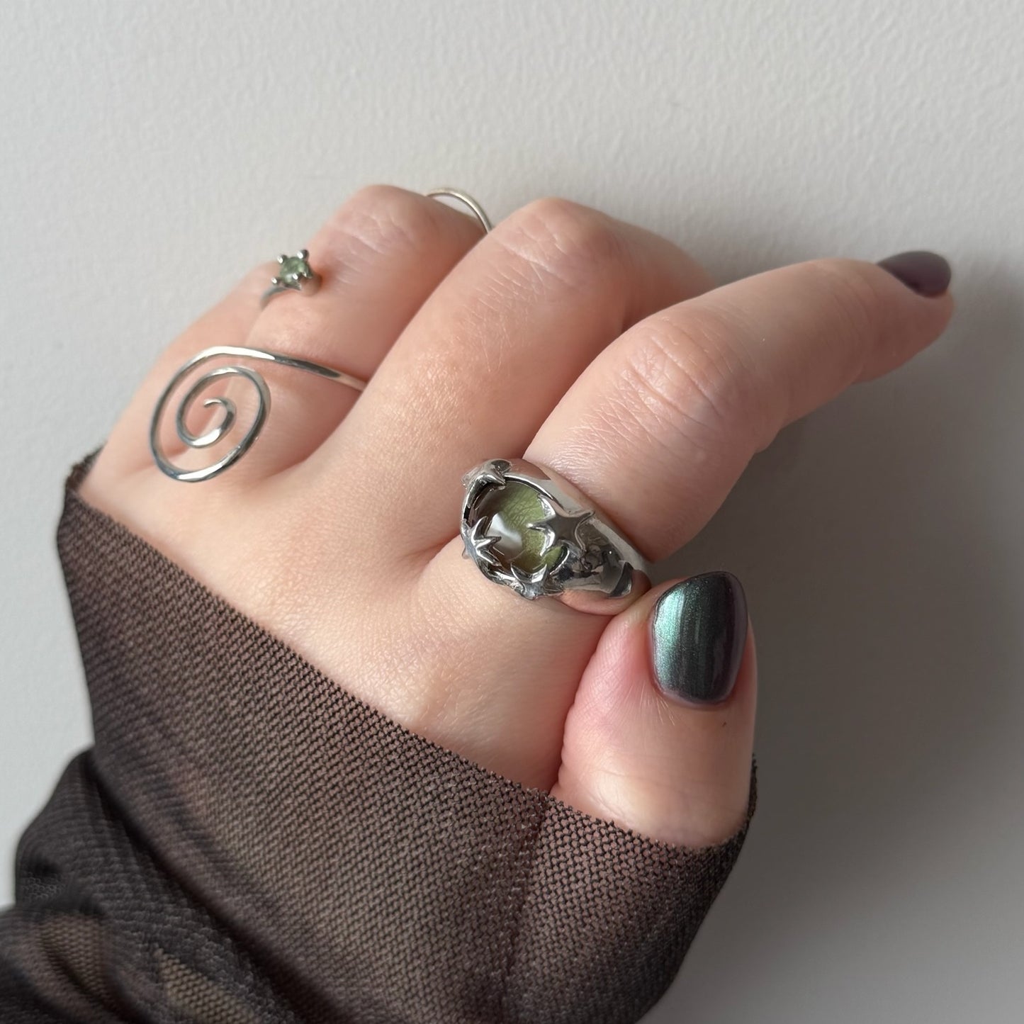 [ light green ] twinkle ring silver