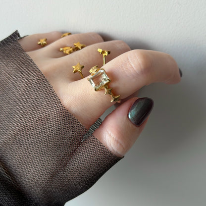[ green amethyst ] rectangle sparkle gold