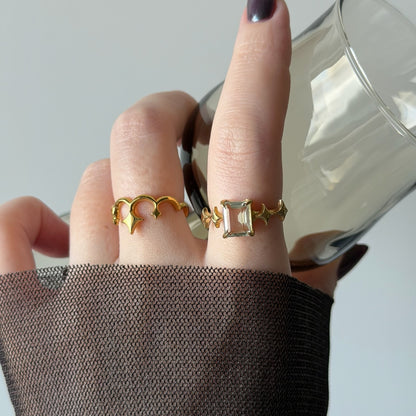 [ green amethyst ] rectangle sparkle gold