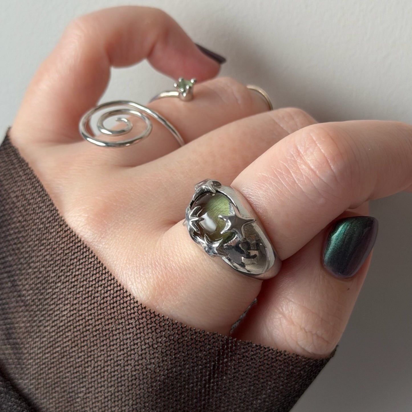 [ light green ] twinkle ring silver
