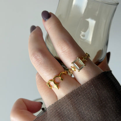[ green amethyst ] rectangle sparkle gold