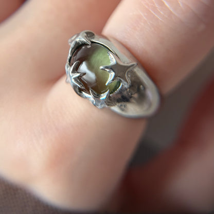[ light green ] twinkle ring silver