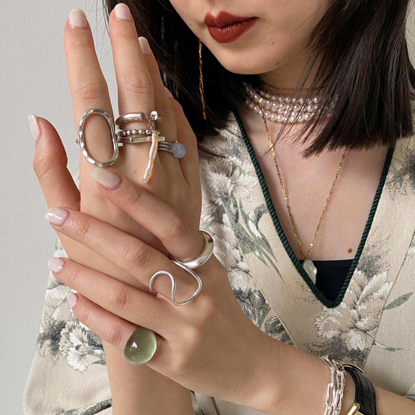 [ blue lace agate ] trois silver