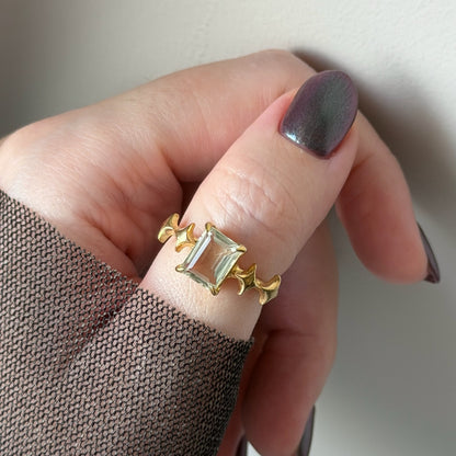 [ green amethyst ] rectangle sparkle gold