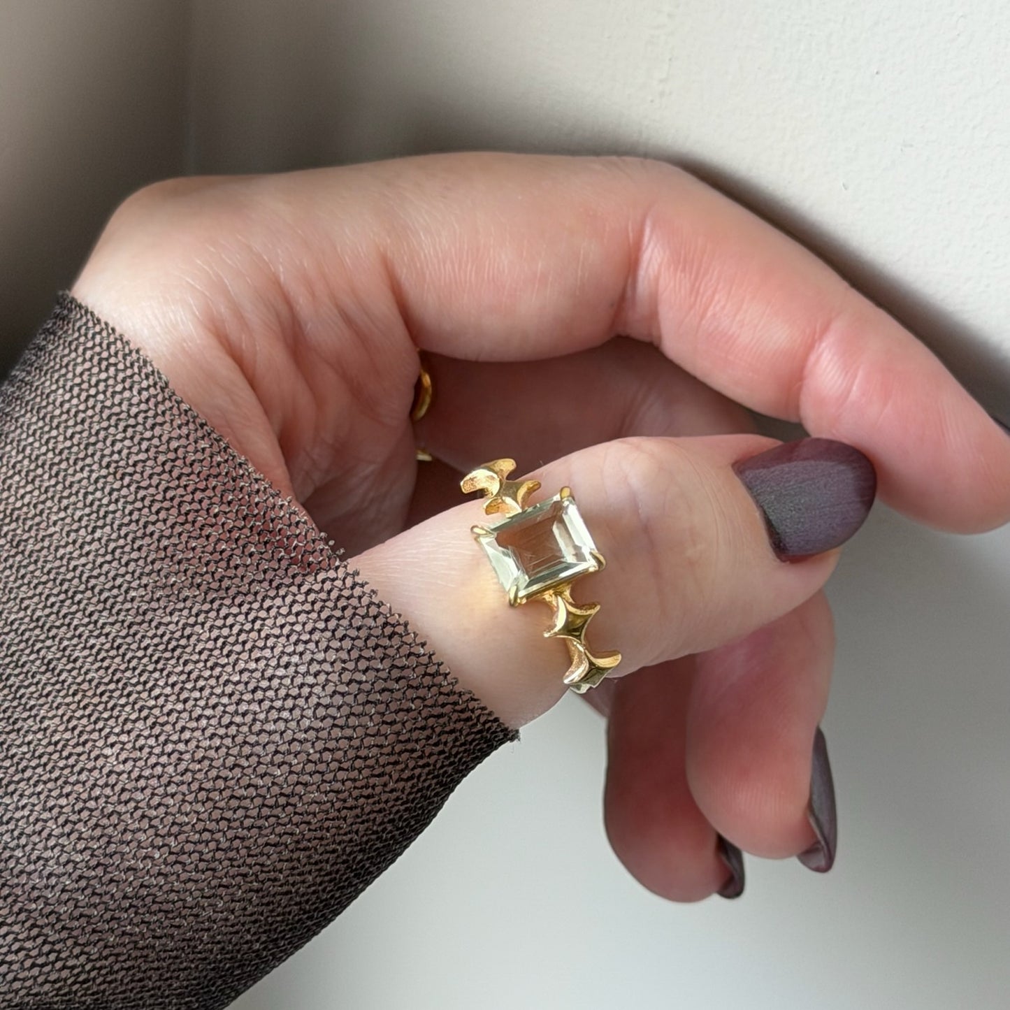 [ green amethyst ] rectangle sparkle gold