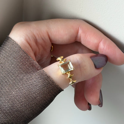 [ green amethyst ] rectangle sparkle gold