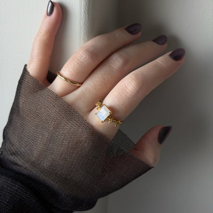 [ moon stone ] rectangle sparkle gold