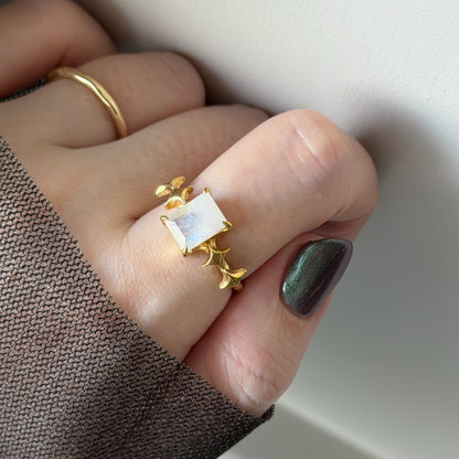 [ moon stone ] rectangle sparkle gold