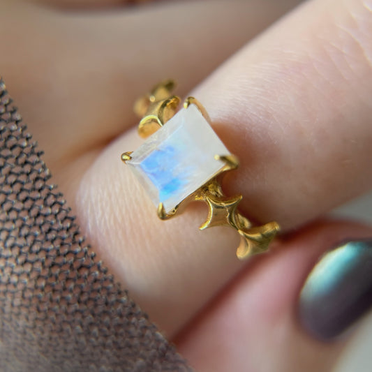 [ moon stone ] rectangle sparkle gold