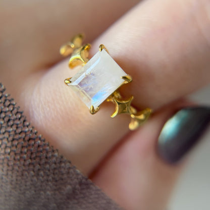 [ moon stone ] rectangle sparkle gold