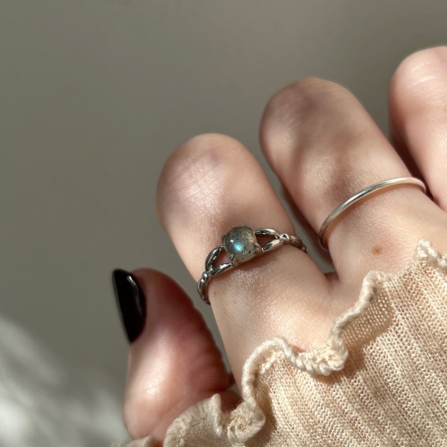 [ labradorite ] spring ring silver