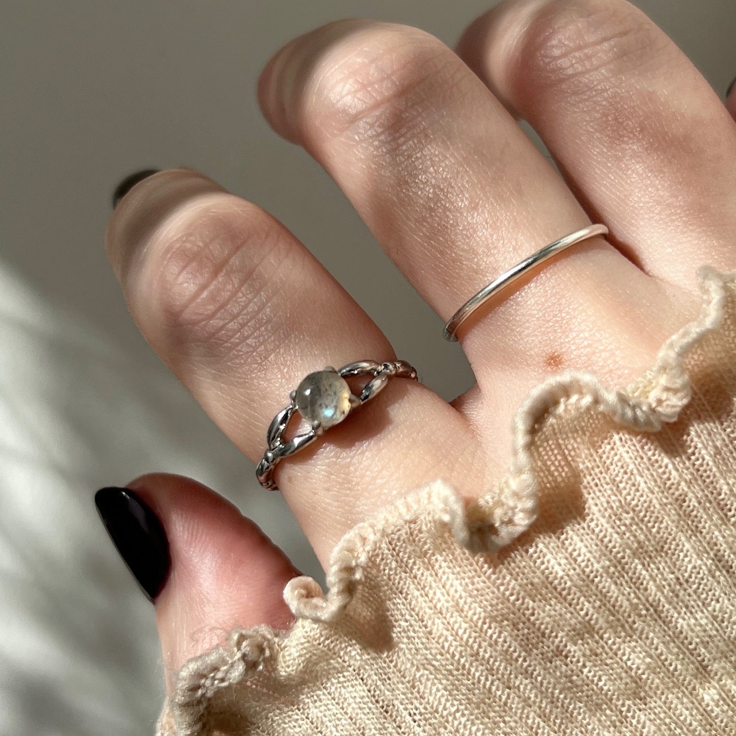 [ labradorite ] spring ring silver