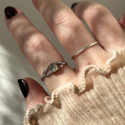 [ labradorite ] spring ring silver