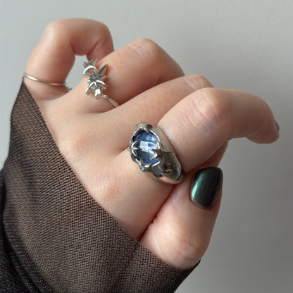 [ lapis lazuli quartz triplet ] twinkle ring silver
