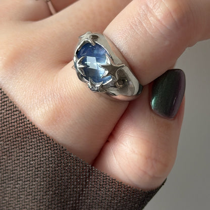 [ lapis lazuli quartz triplet ] twinkle ring silver