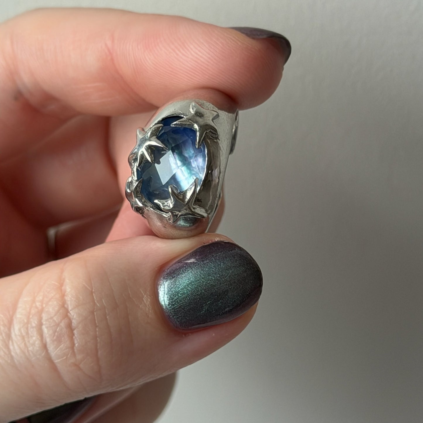 [ lapis lazuli quartz triplet ] twinkle ring silver