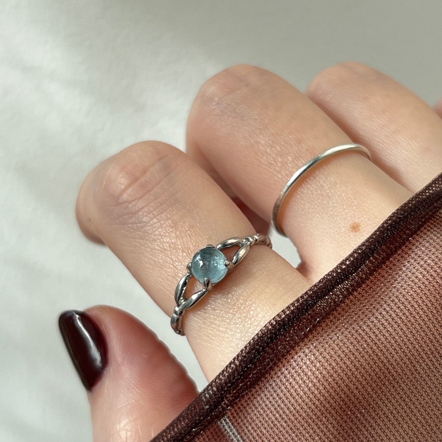 [ aqua kyanite ] spring ring silver